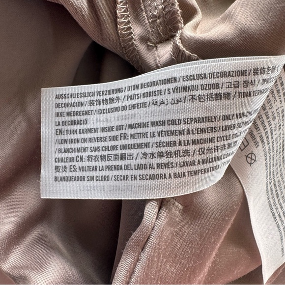 Abercrombie & Fitch Brown Tan Satin Pants Wide Leg Drawstring Sz Med LONG - Picture 12 of 12